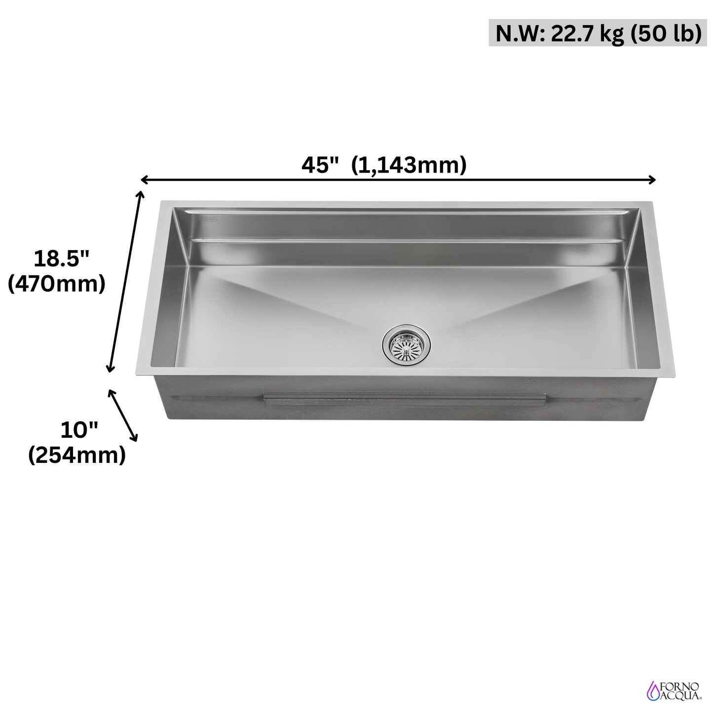 FORNO ACQUA 45 in. Undermount 3-Level Workstation MultiSINK with Custom-Fit Accessories - Forno Appliances