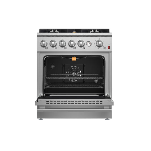 Cocina a gas FORNO Giovanni de 30 pulgadas, acero inoxidable, 5 quemadores, 67,000 BTU, horno de convección de 4.32 pies cúbicos