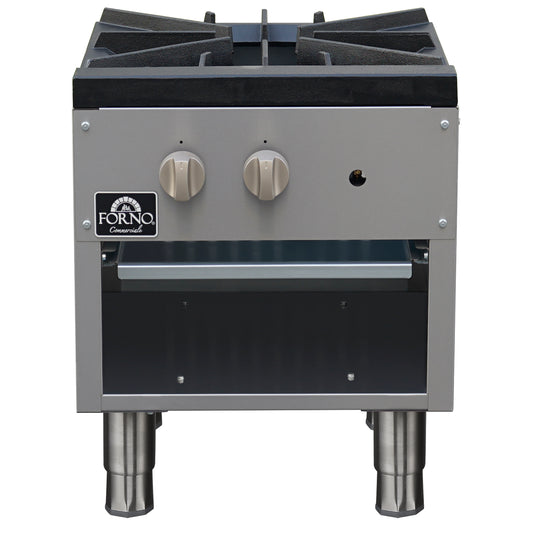 Forno Commerciale gas stock pot range, 1 powerful 3-ring burner, 80,000 BTU, durable stainless steel, heavy-duty cast iron grate - Forno Appliances