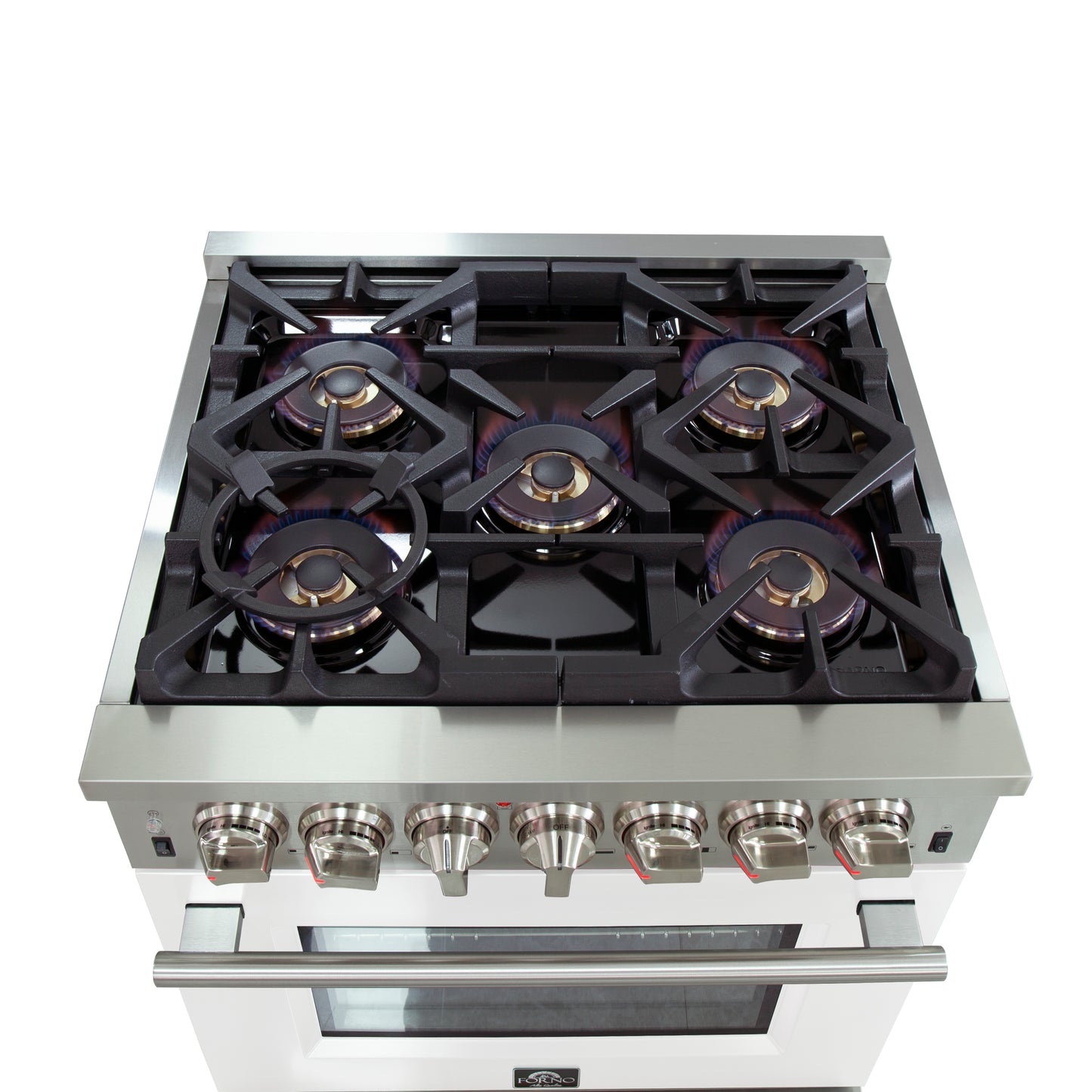 Forno Capriasca Cuisinière biénergie autoportante de 30 pouces, 4 brûleurs, four à convection véritable, porte blanche
