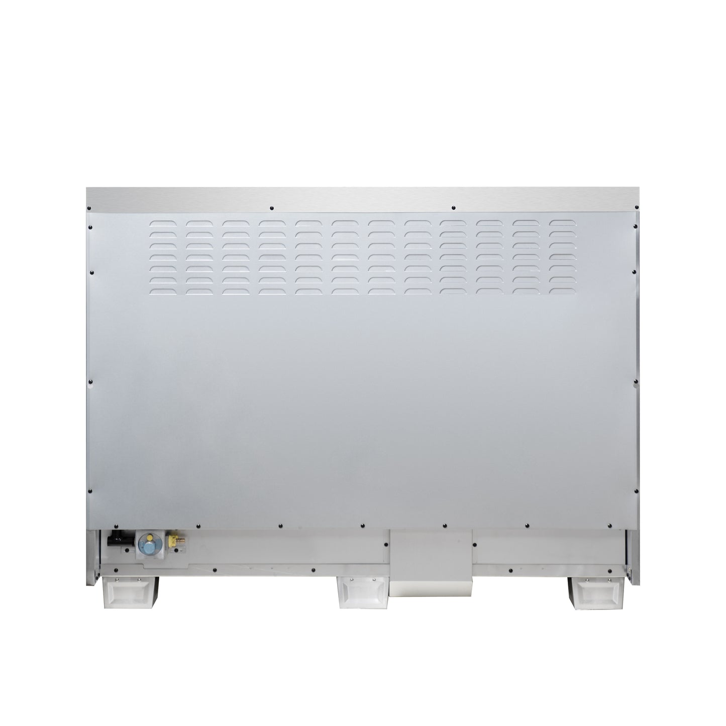 Forno Capriasca Cuisinière autoportante à double combustible de 48 pouces à porte française en blanc avec accessoires en laiton antique, 8 brûleurs, four à convection véritable