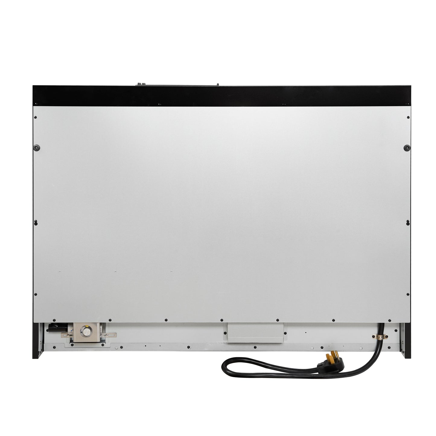 Cuisinière bi-énergie Forno Antico de 48 pouces, finition noire avec laiton antique, 8 brûleurs, 94 000 BTU, fours doubles et plaque chauffante de 5,5 pi³