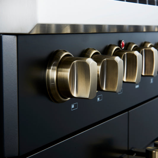 Cocina independiente de 30 pulgadas con puerta francesa y doble combustible, color negro, Forno Galiano