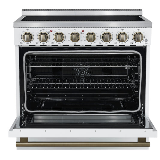 Forno Paolo cuisinière électrique indépendante blanche 36 pouces, acier inoxydable, 5,44 pi³, four à convection véritable, économe en énergie - Forno Appliances