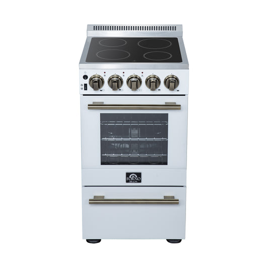 Cuisinière électrique autonome Forno Pallerano de 20 pouces, blanche, version Canada, prise et cordon inclus