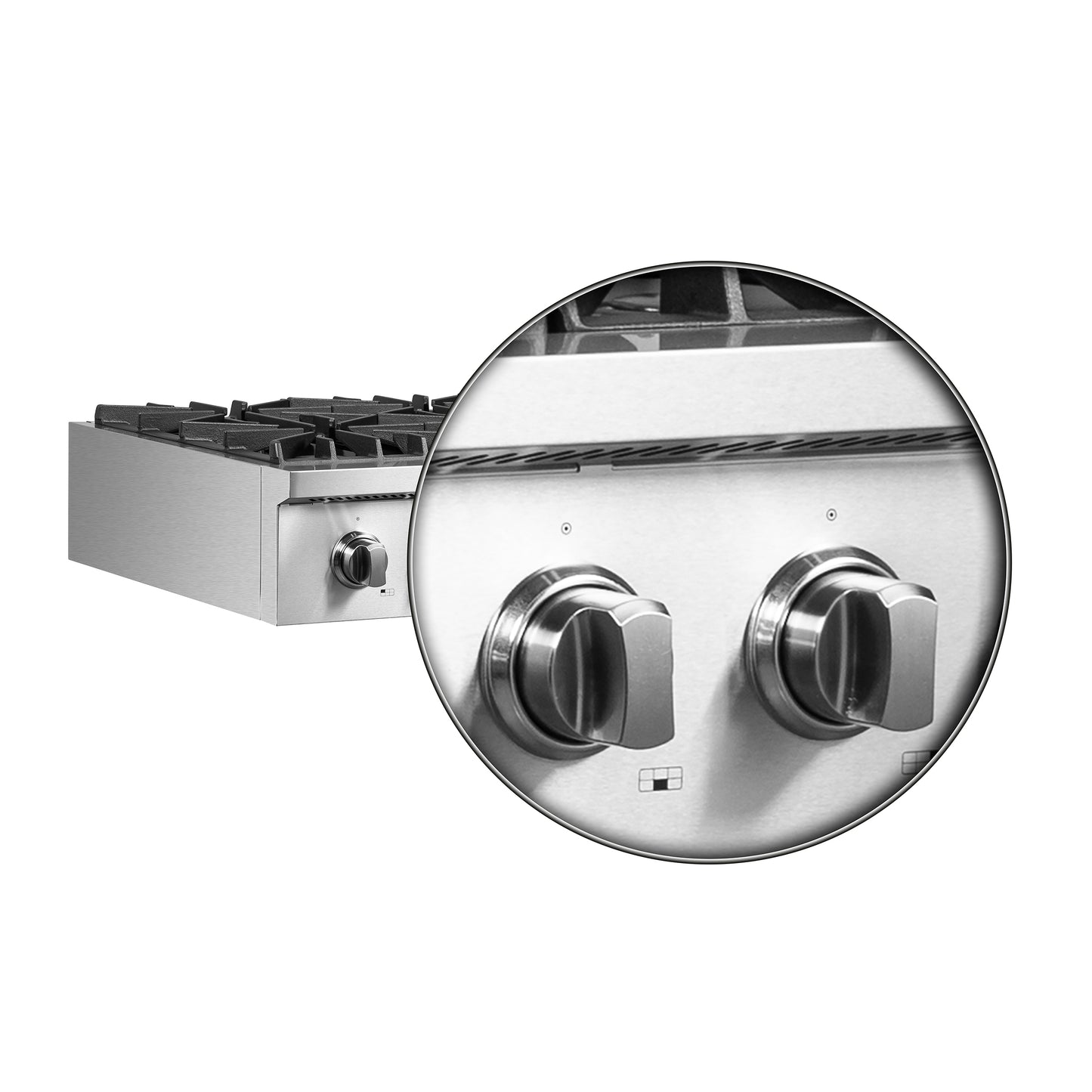 Estufa a gas Forno Cossato Alta Qualita de 36 pulgadas, estilo profesional, de acero inoxidable, con 6 quemadores sellados, potencia total de 83,000 BTU y rejillas continuas de hierro fundido.