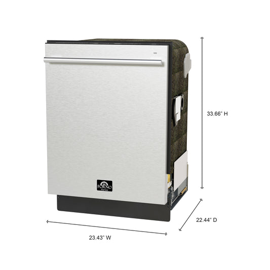 Ensemble de cuisine 3 pièces FORNO Premium - 30" Cuisinière à gaz, réfrigérateur avec congélateur en bas, lave-vaisselle intégré, acier inoxydable - FBDL-012-01CAUS