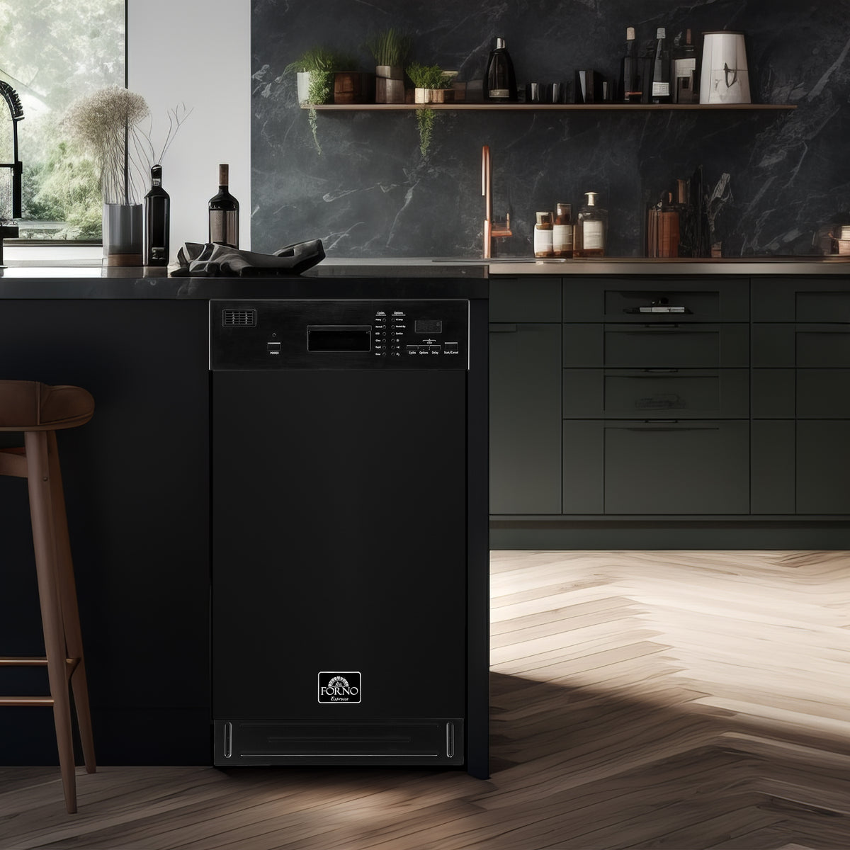 Lave-vaisselle encastrable noir Forno Polo 18 pouces, 8 couverts, certifié ENERGY STAR, 52 dBA - Forno Appliances