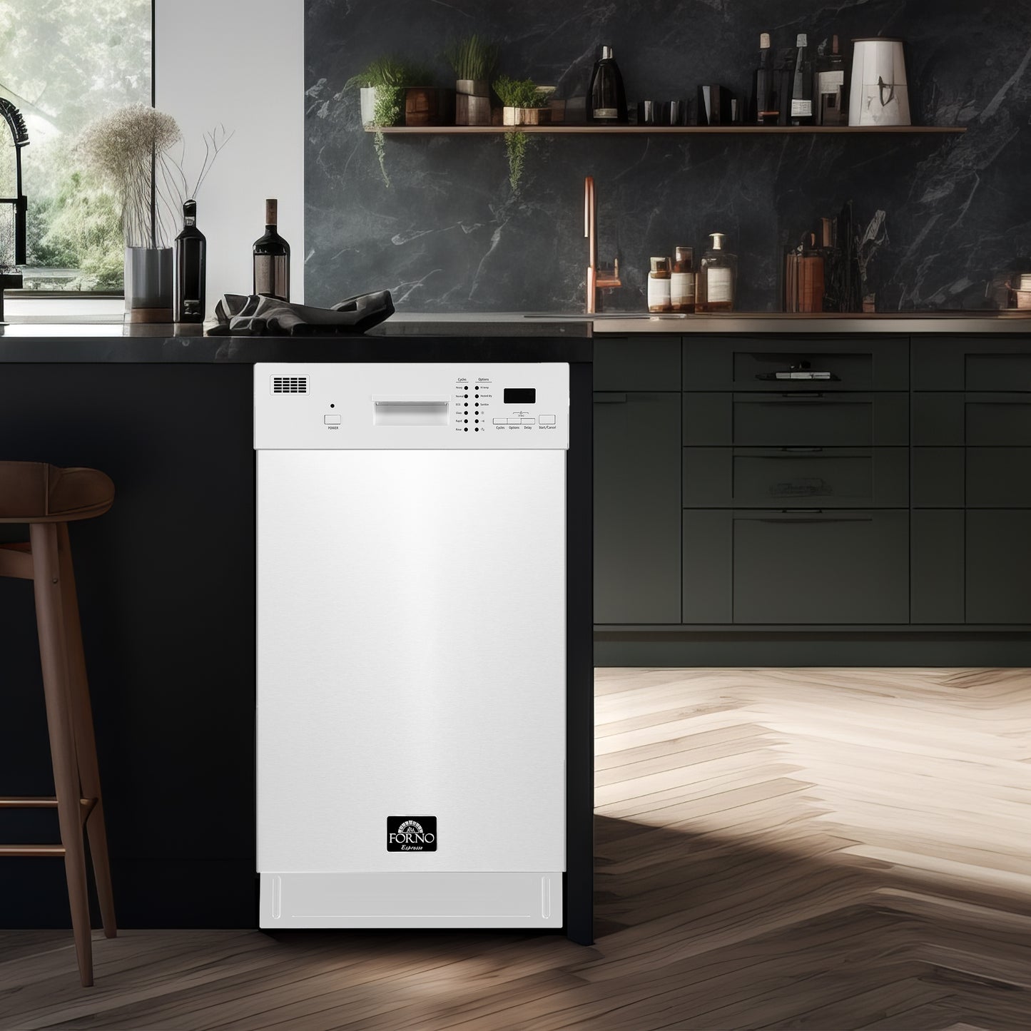 Lave-vaisselle encastrable blanc Forno Polo 18 pouces, 8 couverts, certifié ENERGY STAR, 52 dBA - Forno Appliances
