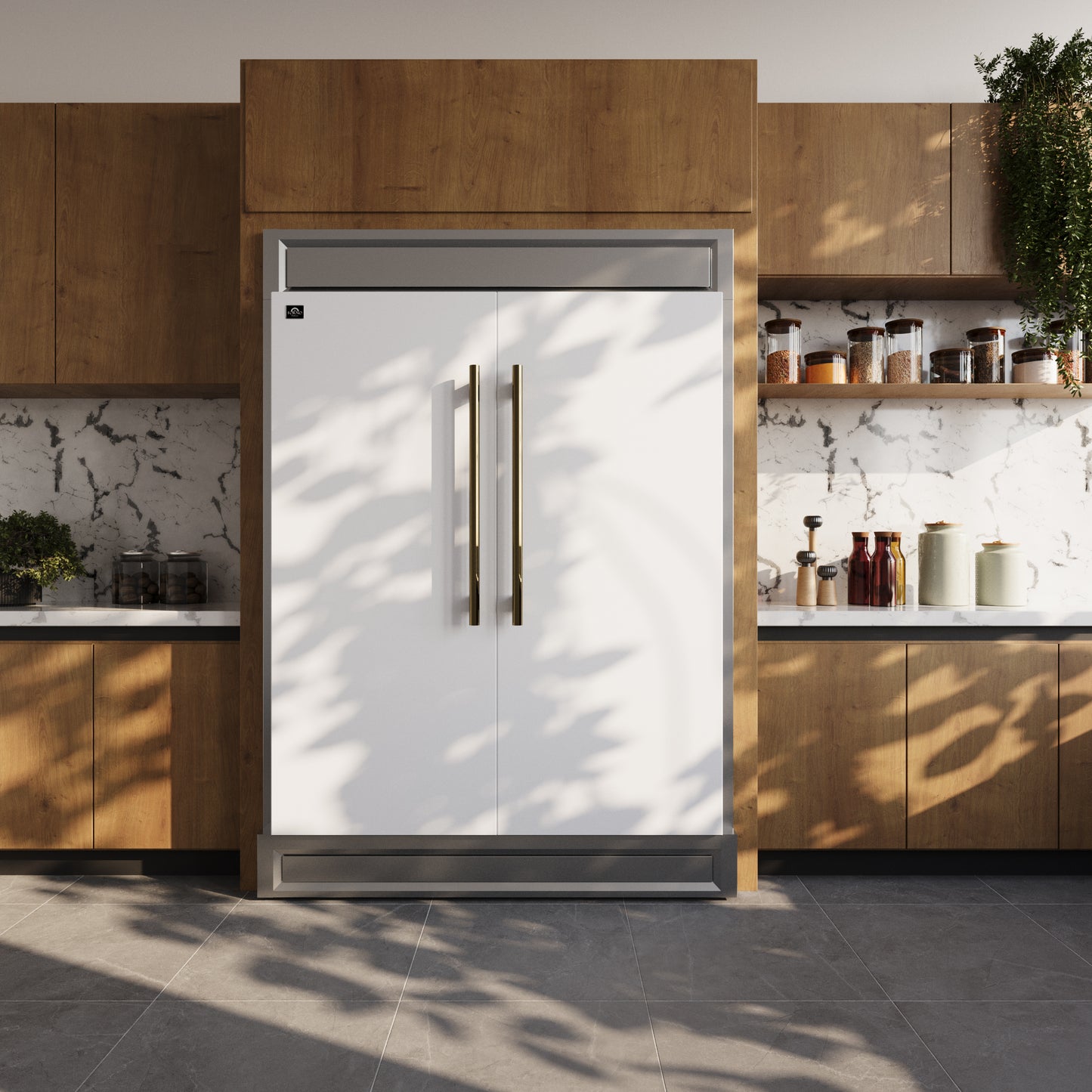 Réfrigérateur/congélateur convertible Forno Maderno 2-28 pouces de large, blanc, garniture décorative, 27,2 cu.ft, 84 pouces de hauteur, certifié ENERGY STAR