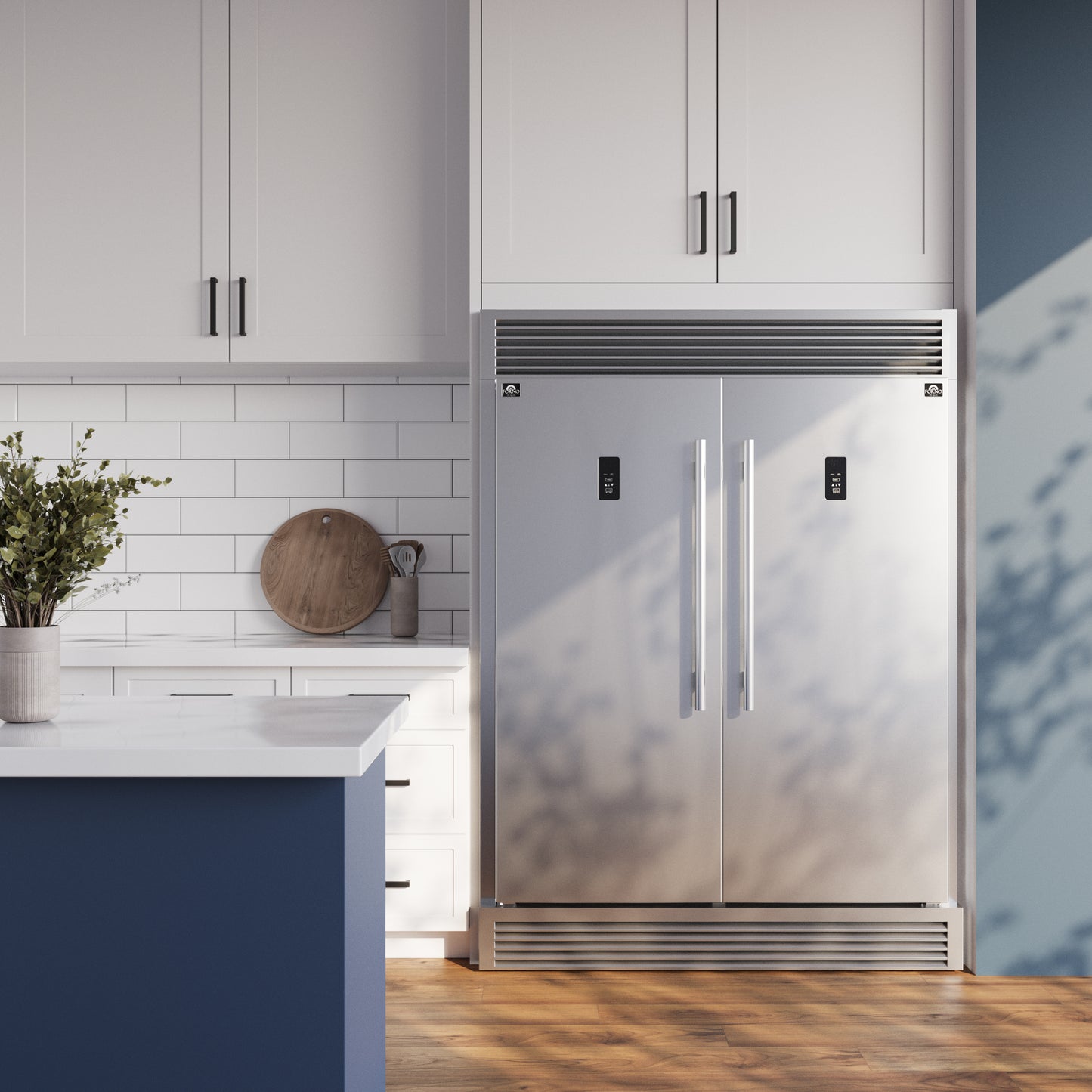 Refrigerador/congelador convertible Forno Fortezza de 60 pulgadas con parrilla, acero inoxidable, Total No Frost, con máquina de hielo automática