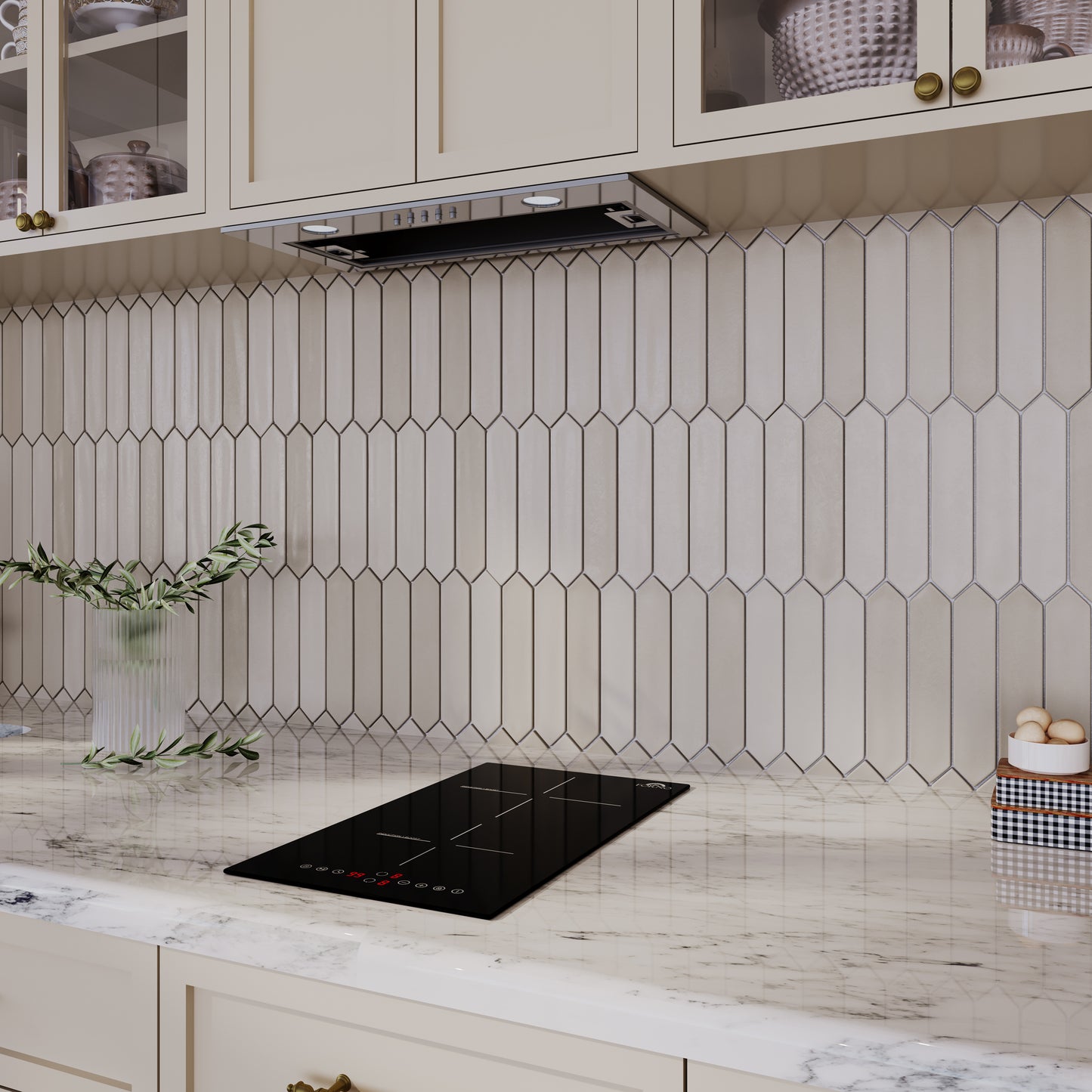 Placa de inducción Forno Parco de 12 pulgadas, 2 zonas, 3600 W de potencia total, control táctil, 9 niveles de potencia y función Booster