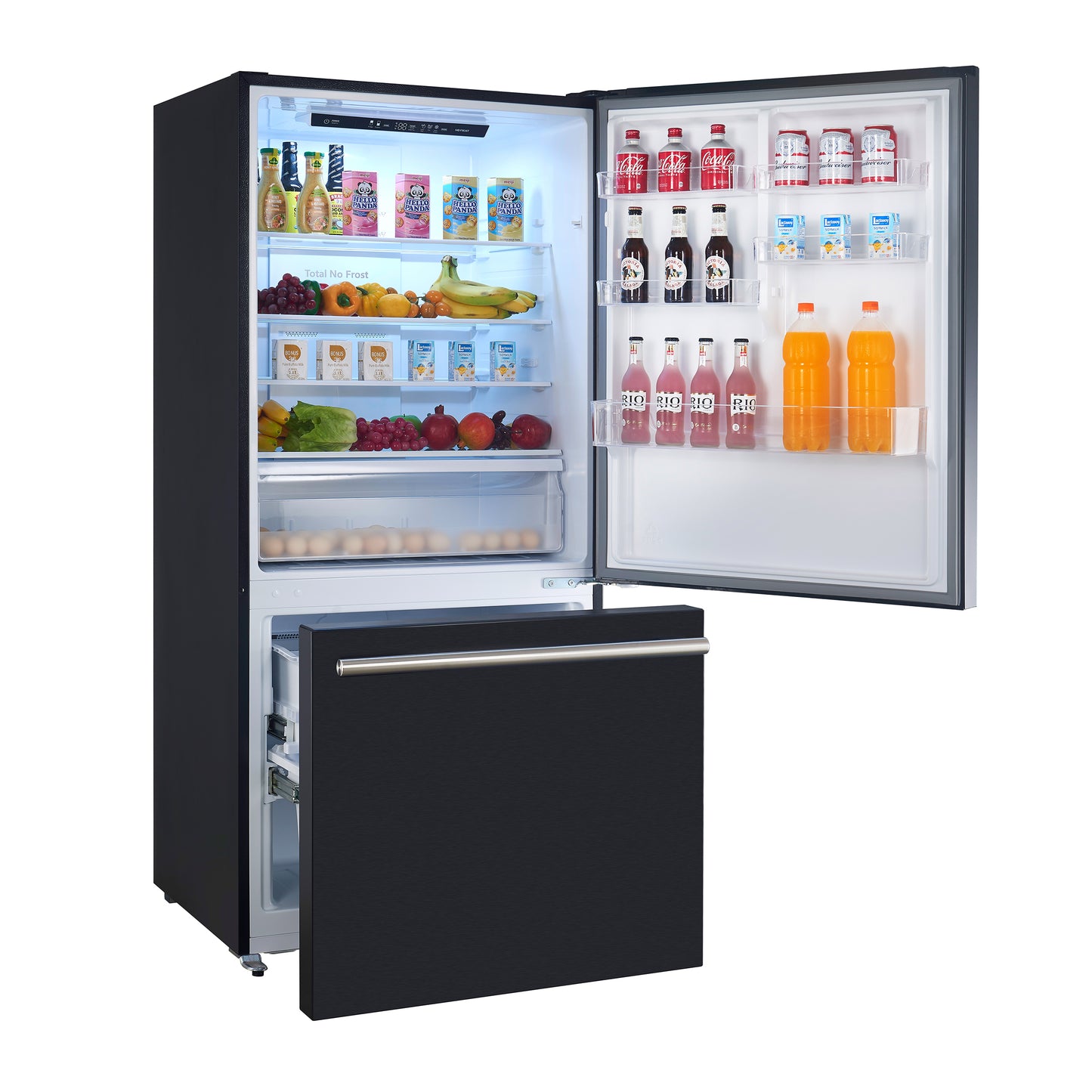 Paquete de Cocina FORNO Premium de 2 Piezas - Cocina Leonardo Espresso Negra de 30", Refrigerador Negro con Congelador Inferior de 31" - FBDL-003-02CA