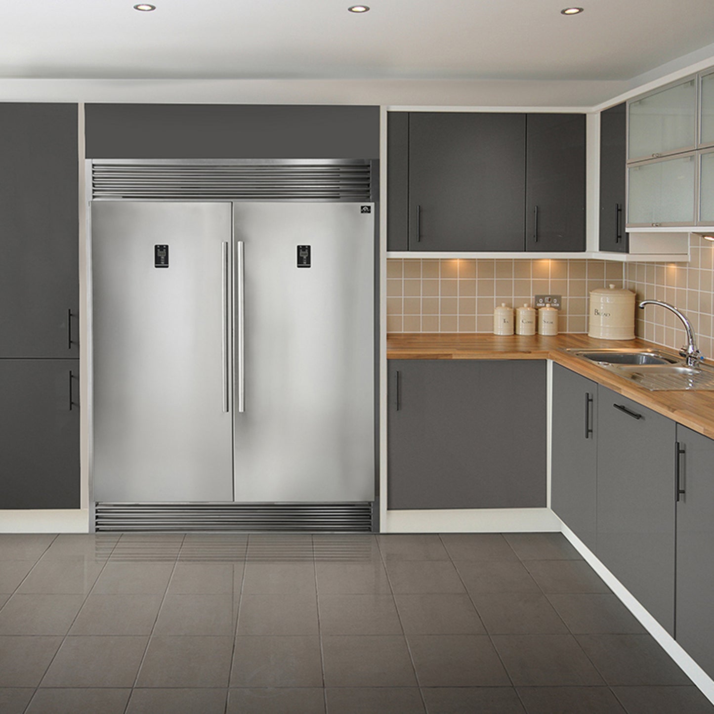 Conjunto de cocina premium de 2 piezas FORNO: cocina de gas Galiano de 48", refrigerador de dos puertas verticales de 60" - FBDL-005-01CAUS