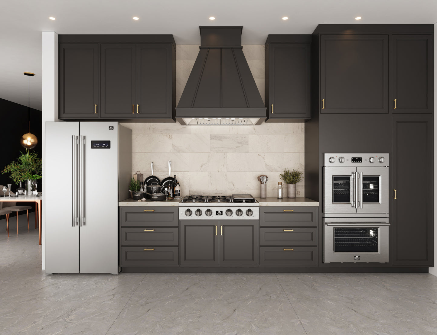 Four mural électrique double Forno Asti de 30 pouces avec portes françaises supérieures en acier inoxydable, 7,36 pi³, double convection véritable, 7 200 W, friture à air, sous vide, autonettoyage