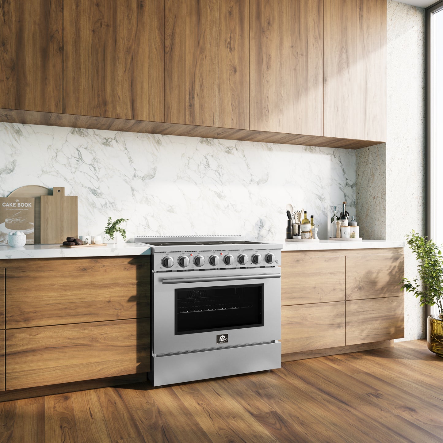 Forno Paolo 36 Inch Freestanding Electric Range, Stainless Steel, 5.44 cu.ft, True Convection Oven, Energy Efficient - Forno Appliances
