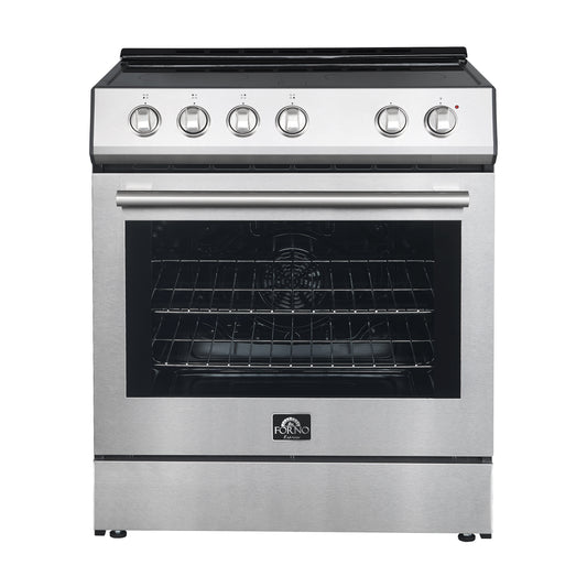 FORNO 2-Piece SS Kitchen Bundle - 30" Electric Range and 36" Bottom Freezer Refrigerator - Forno Appliances