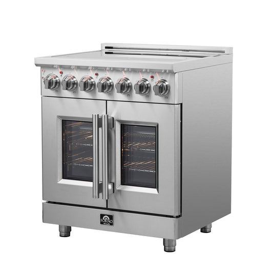 Cocina eléctrica independiente Forno Massimo de 30 pulgadas con puerta francesa y horno de convección real