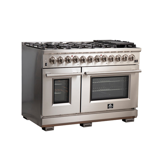 Forno Capriasca 48-Inch Freestanding Dual Fuel Range, 8 Burners, True Convection Oven - Forno Appliances