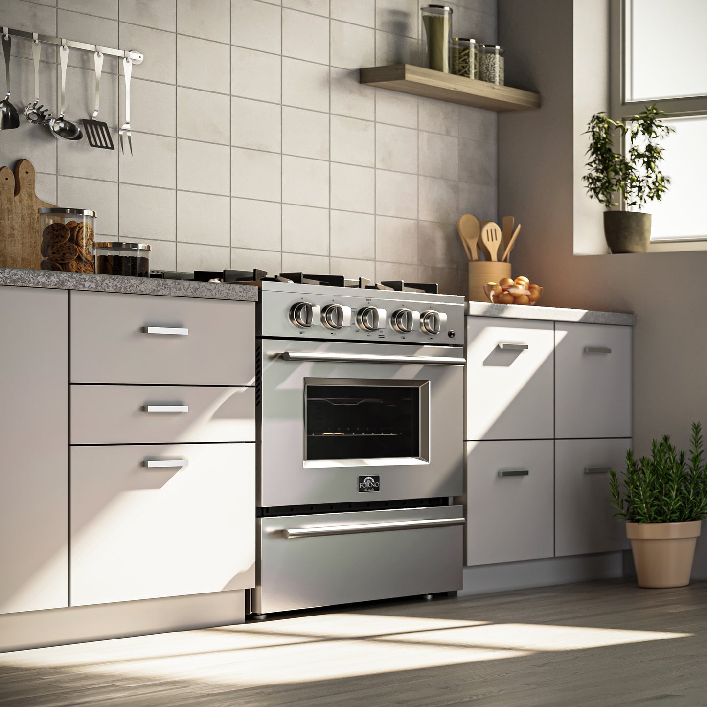 Cuisinière à gaz autonome Forno Breno de 24 pouces, prise incluse, écoénergétique