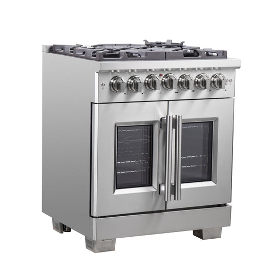 alt
Cuisinière autoportante Forno Capriasca 30-Inch à portes françaises, dual fuel, 4 brûleurs, four à convection véritable - Forno Appliances