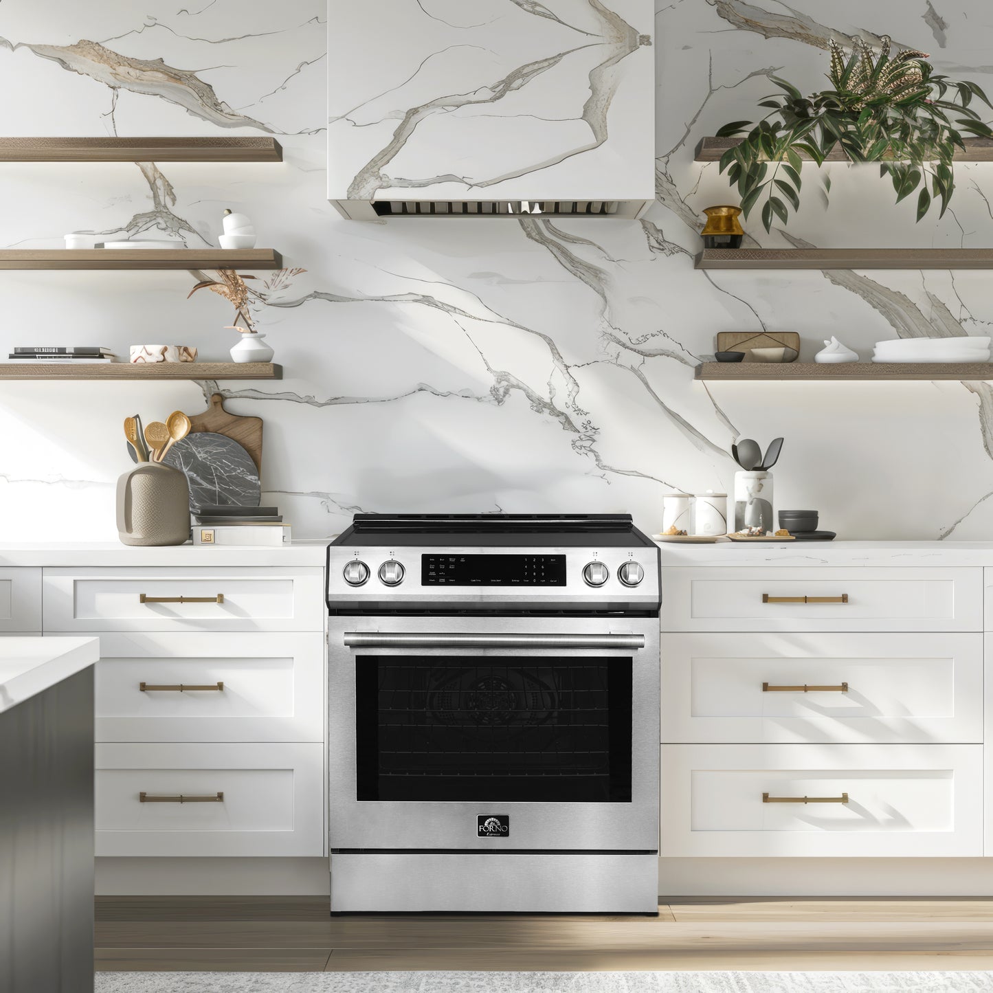 Cuisinière à induction encastrable Forno Donatello Espresso de 30 pouces en acier inoxydable, four à convection, 5 zones de cuisson, panneau de commande tactile