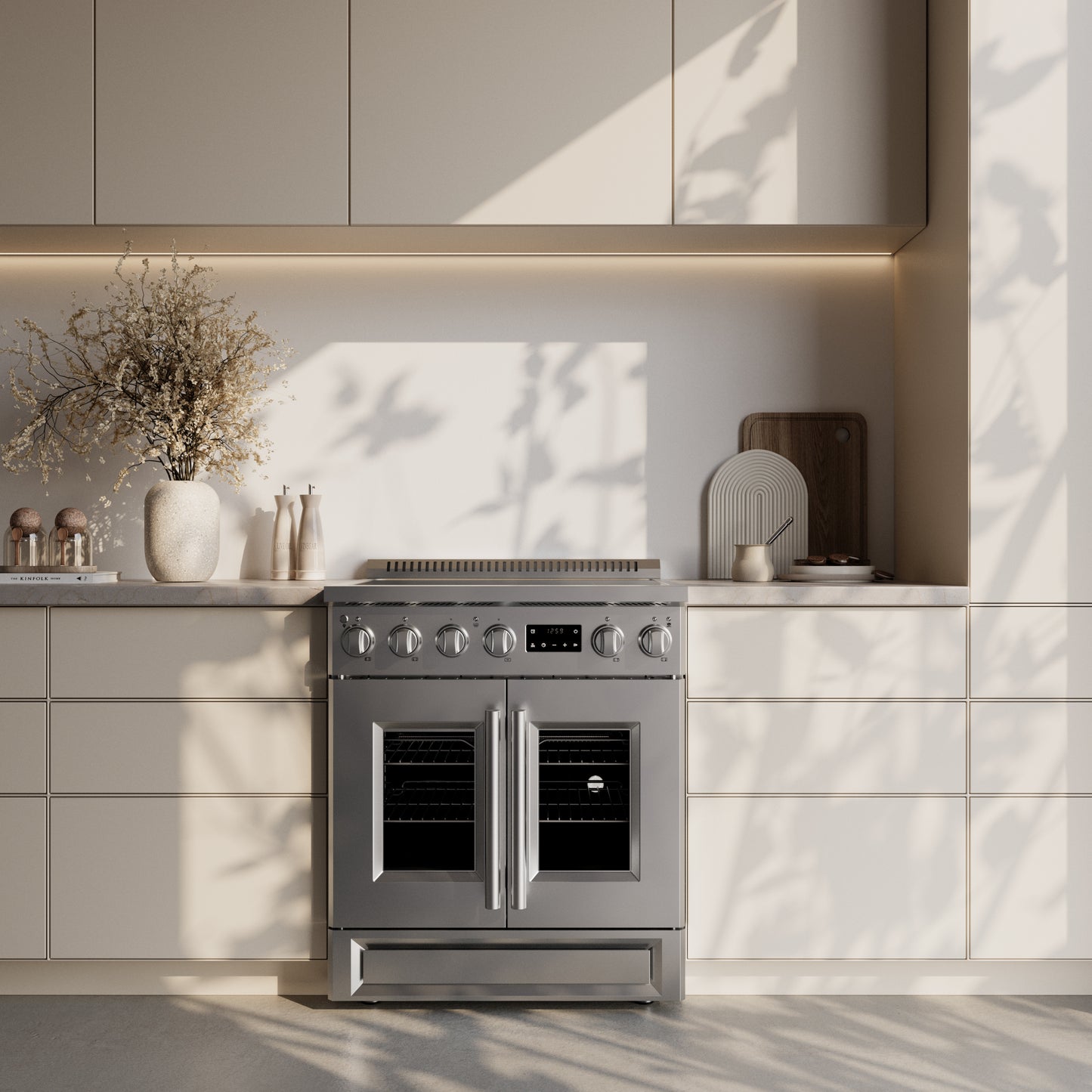 Cuisinière à induction à portes françaises Forno Torino de 30 pouces avec friteuse à air et four à convection véritable