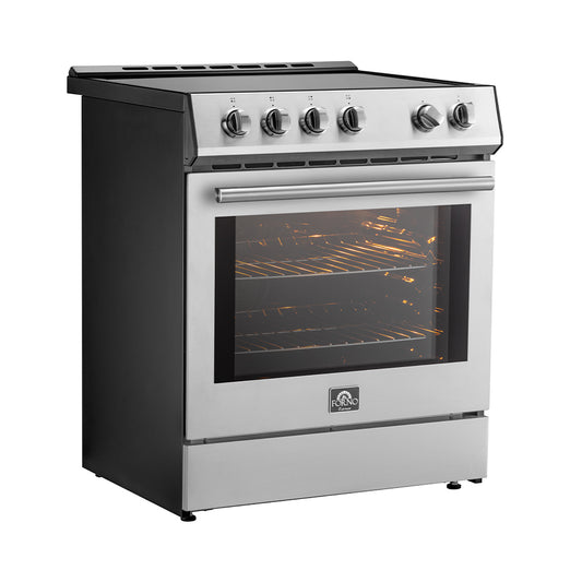 FORNO 2-Piece SS Kitchen Bundle - 30" Induction Range and 36" Bottom Freezer Refrigerator - Forno Appliances