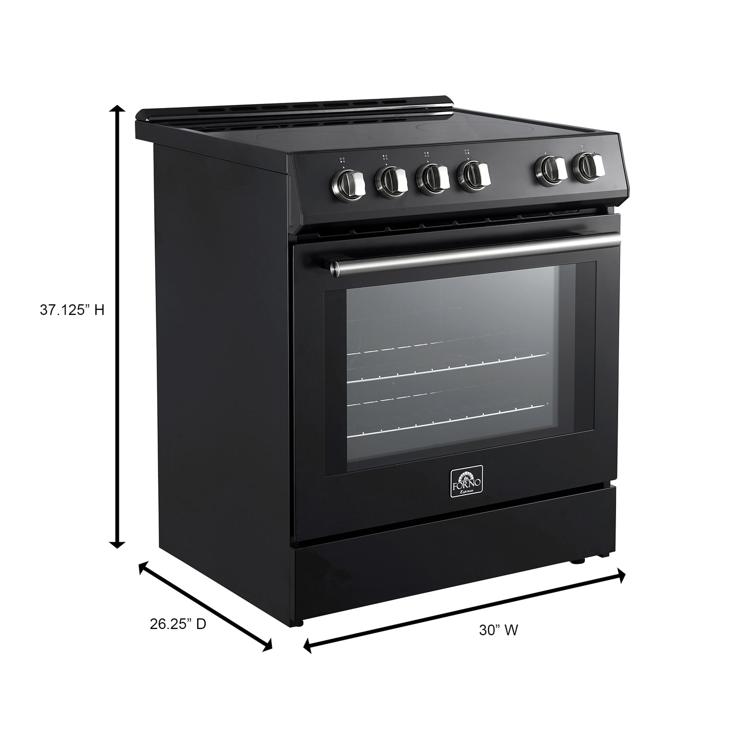 Cuisinière à induction noire Forno Leonardo Espresso de 30 pouces à encastrer, four à convection, 5 zones de cuisson, panneau tactile - Forno Appliances