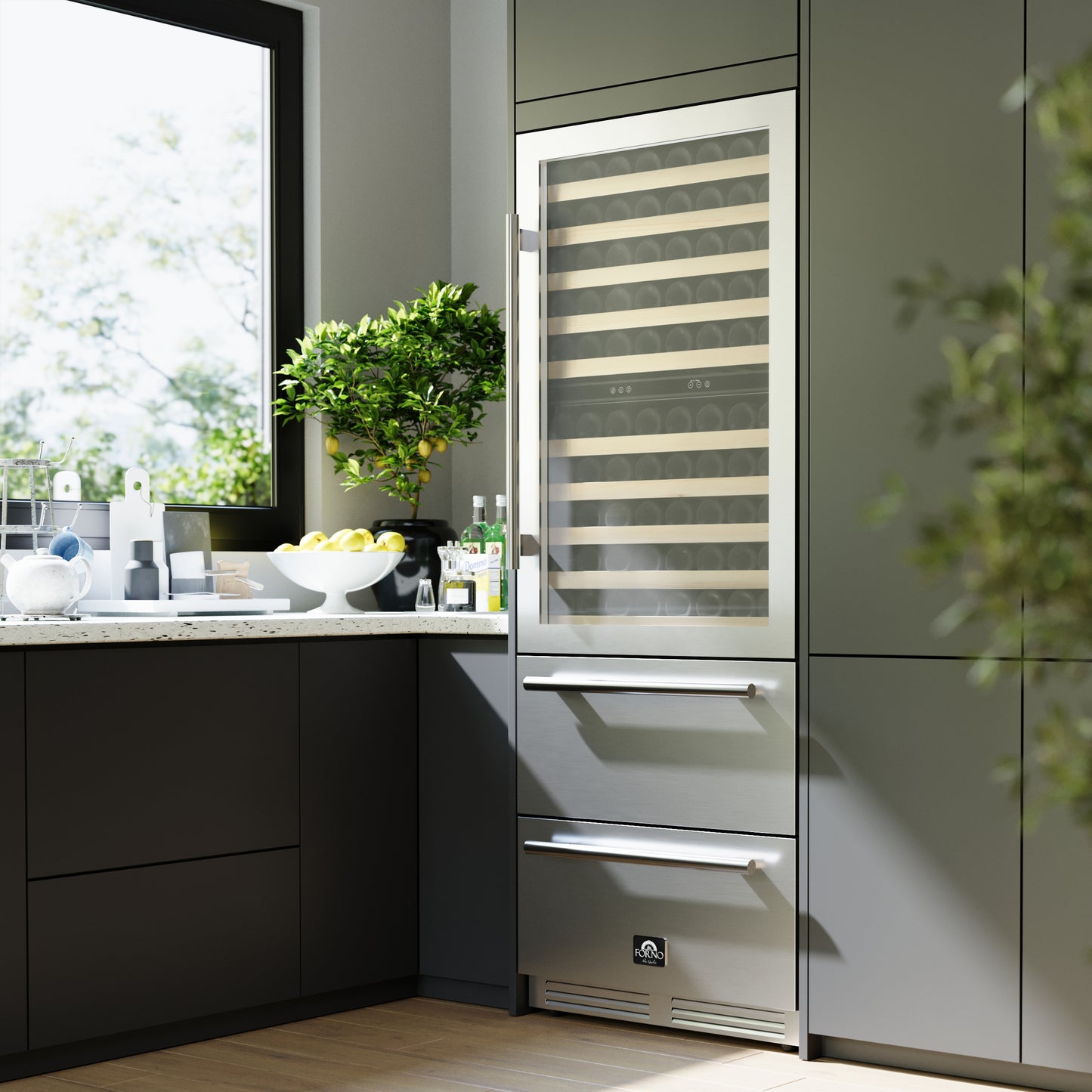 Cave à vin et refroidisseur de boissons à double zone Forno Celano 30 pouces, 21,3 cu.ft, Acier inoxydable