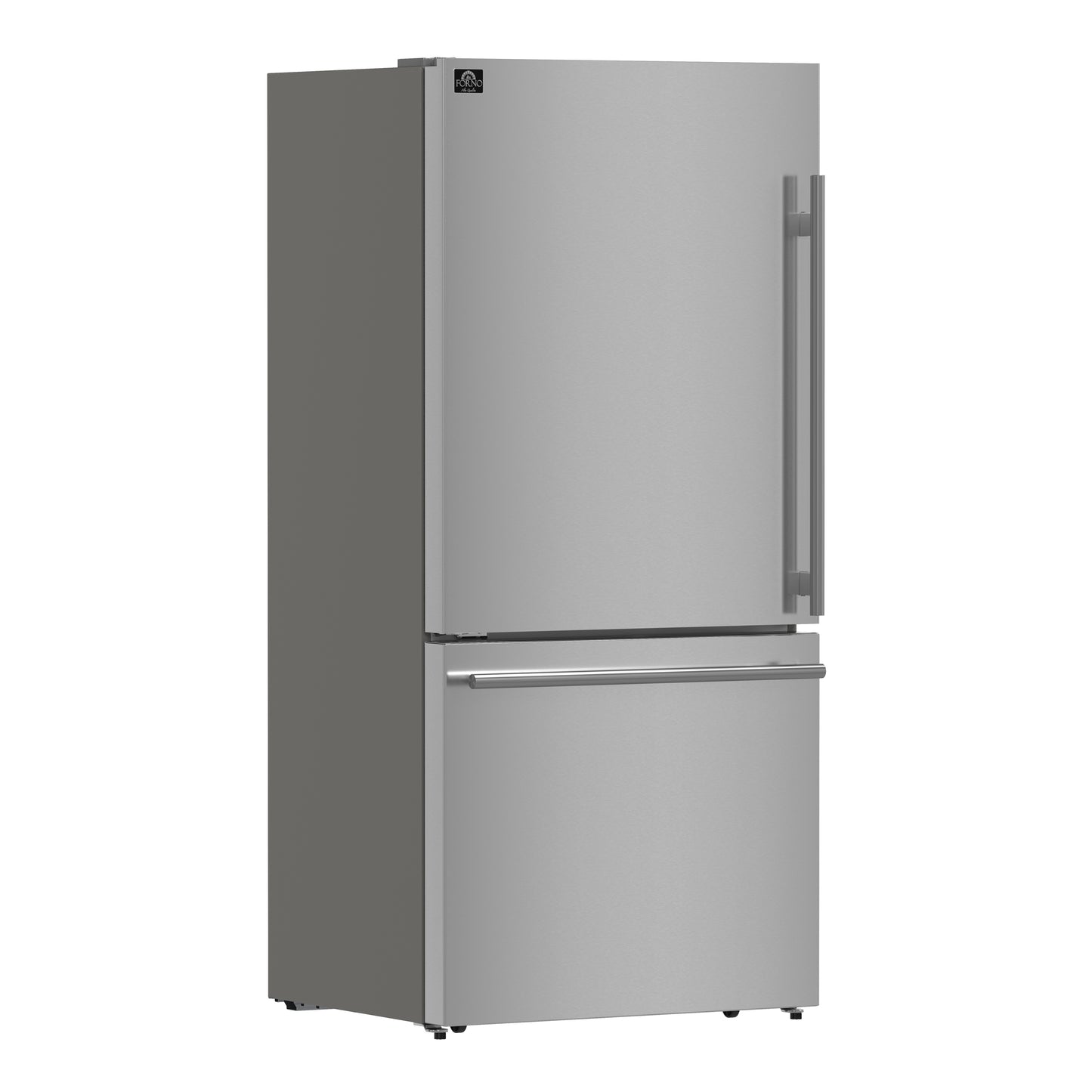 Forno Milano Espresso 31-Inch Stainless Steel Bottom Freezer Refrigerator, 17.2 cu.ft., Built-In Ice Maker, ENERGY STAR - Forno Appliances