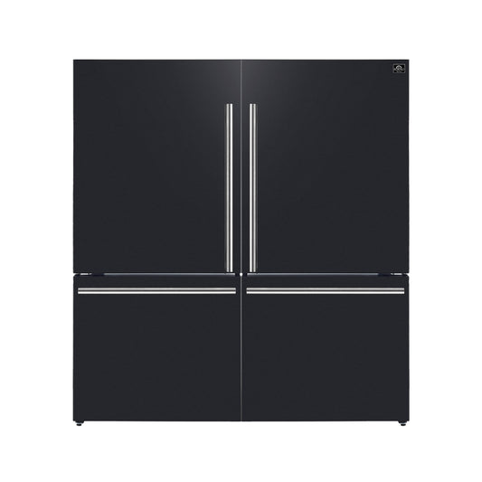 Réfrigérateur autonome Forno Milano 2 pièces de 62 pouces avec congélateur inférieur double, noir – 34,4 pi³, commandes tactiles, machine à glaçons