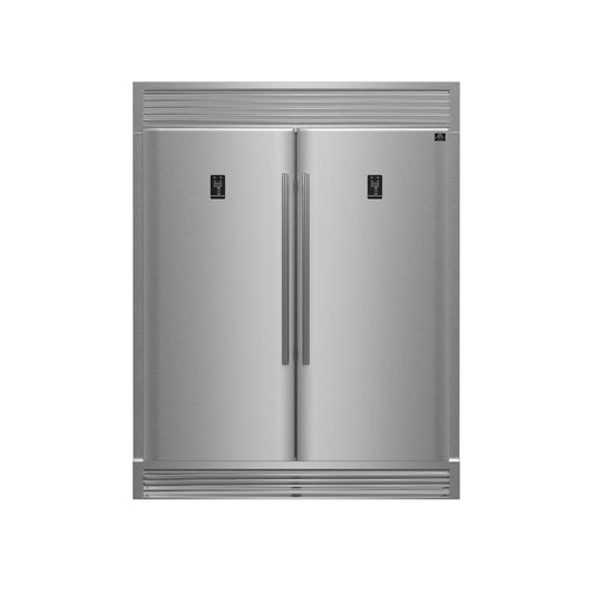 Conjunto de cocina premium de 2 piezas FORNO: Cocina Capriasca de acero inoxidable de 48", refrigerador convertible Rizzuto de 60" de ancho - FBDL-019-04CAUS