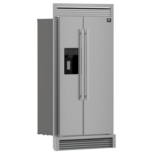 Refrigerador empotrado de acero inoxidable Forno Salerno de 40 pulgadas, 20 pies cúbicos, parrilla decorativa, certificación ENERGY STAR