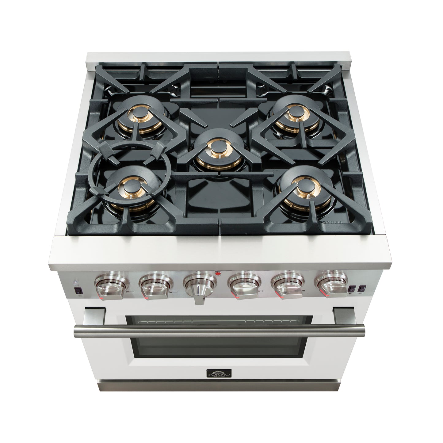 Forno Capriasca Cuisinière à gaz autoportante de 30 pouces, 4 brûleurs, four à convection véritable, porte blanche
