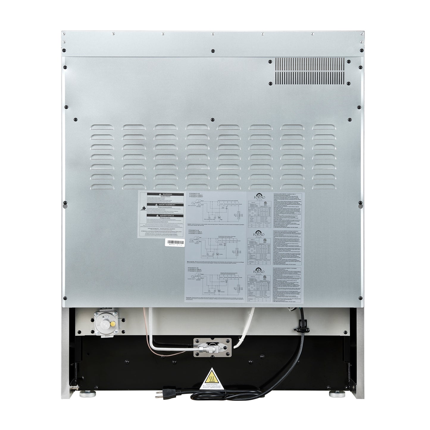 Cuisinière à gaz Giovanni de 30 pouces, design noir et laiton antique, 5 brûleurs, 67 000 BTU, four à convection de 4,32 pi³