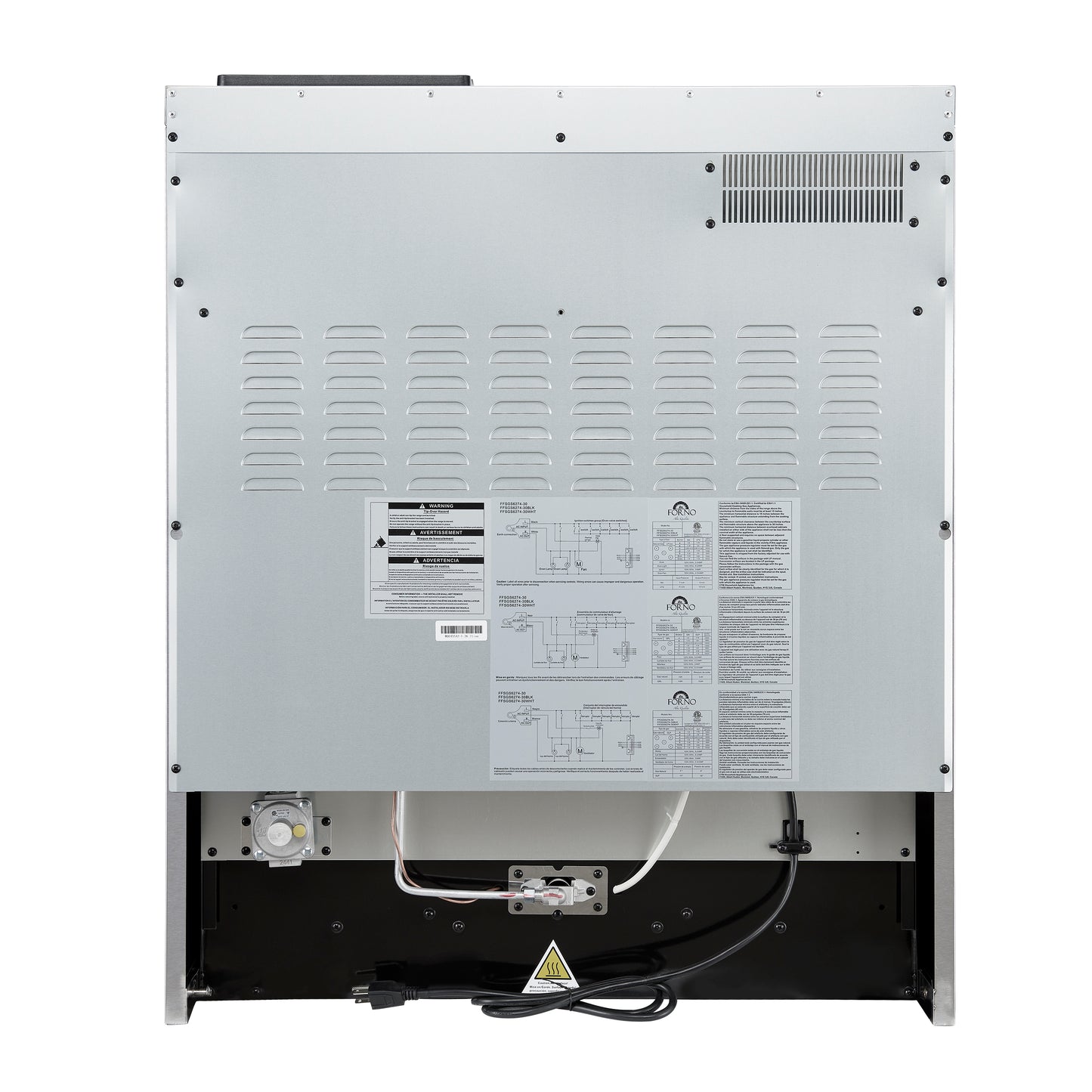 Cuisinière à gaz Giovanni 30 pouces blanche & Design en laiton antique, 5 brûleurs, 67 000 BTU, 4,32 cu.ftFour à convection