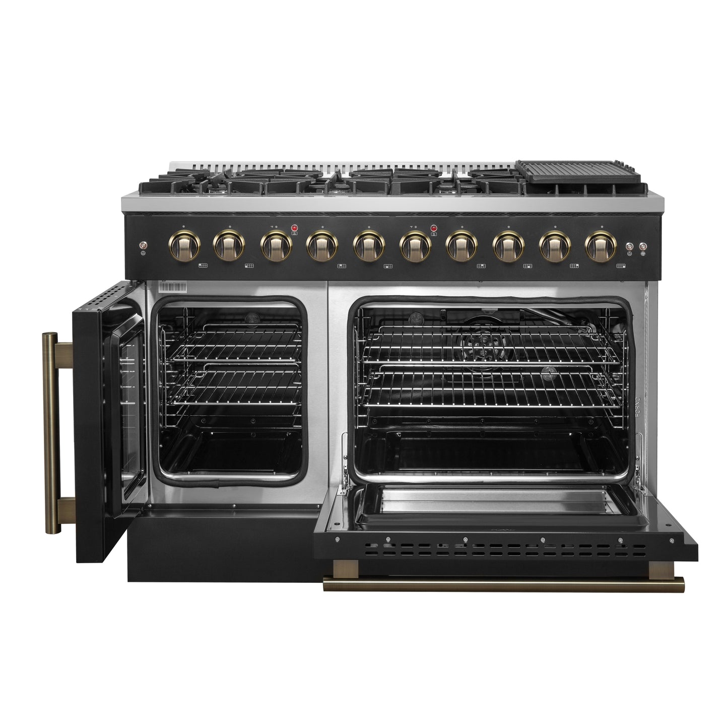 Forno Galiano 48" Cuisinière à gaz à porte française autoportante noire