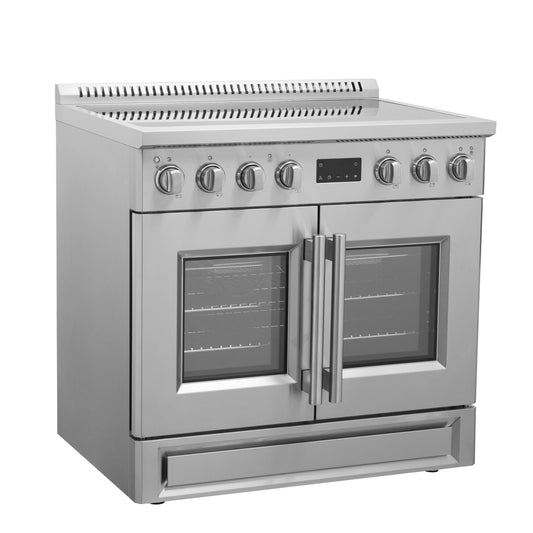 Cuisinière à induction à portes françaises Forno Torino de 36 pouces avec friteuse à air et four à convection véritable