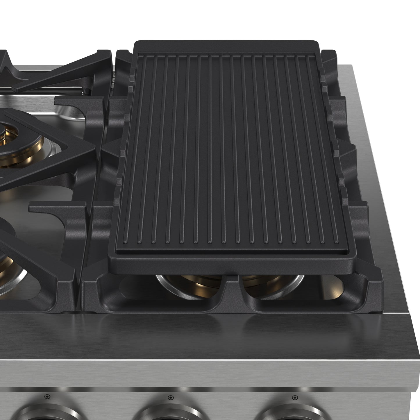 Estufa a gas Forno Spezia Alta Qualita de 36 pulgadas, estilo profesional, de acero inoxidable, con 6 quemadores sellados, rejillas continuas de hierro fundido y alta potencia térmica.