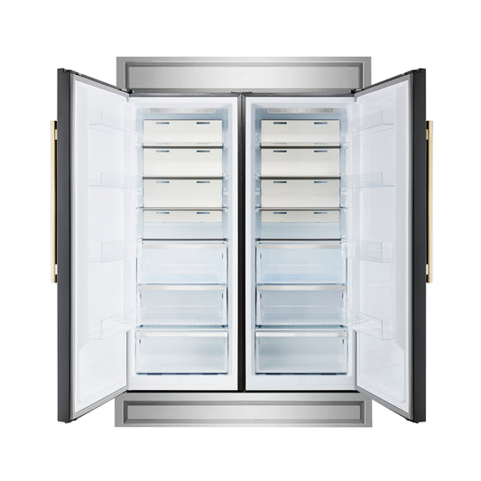 Refrigerador/congelador convertible Forno Maderno de 2 puertas, 28 pulgadas de ancho, color negro, con molduras decorativas, 27.2 pies cúbicos, 84 pulgadas de alto, con certificación ENERGY STAR