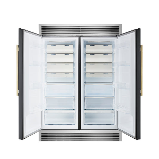 Refrigerador/congelador convertible Forno Maderno de 2,71 cm de ancho, color negro, con rejilla decorativa, 74,5 cm de alto, 213 cm de alto, certificación ENERGY STAR