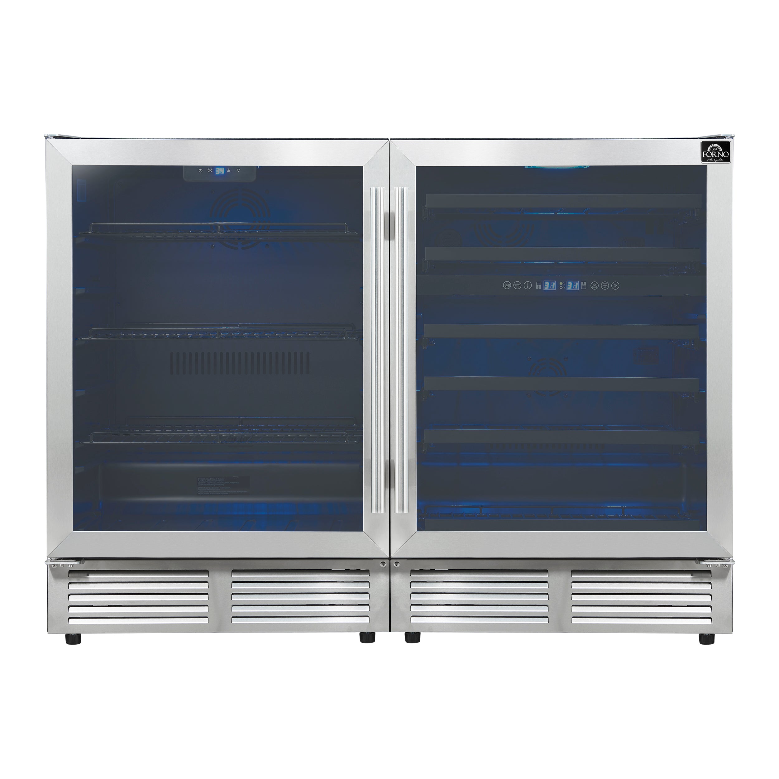 Gemello 48 Inch Side-by-Side Wine and Beverage Cooler in Stainless