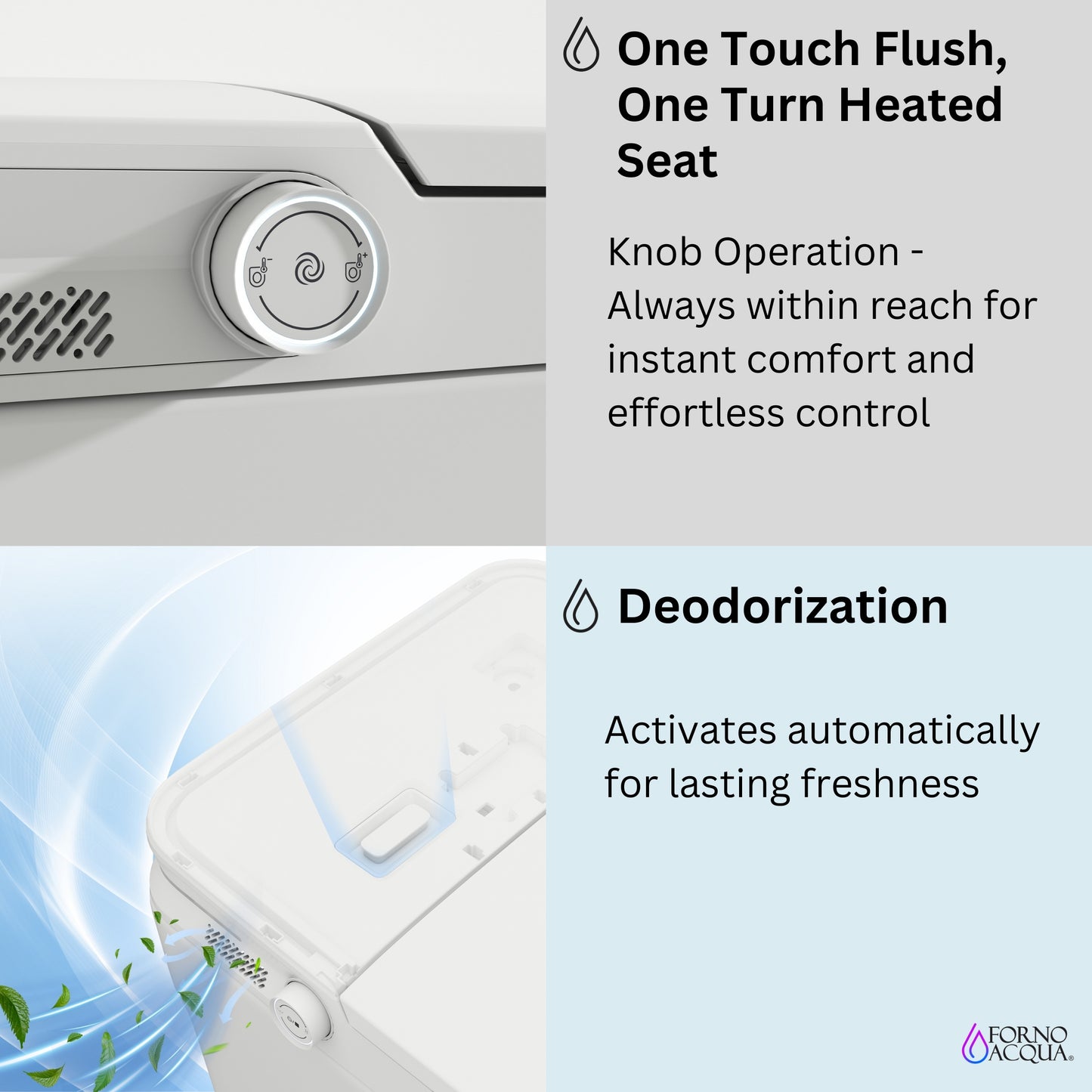 FORNO ACQUA Luxurious Smart Toilet. Includes Heated Seat, Auto Flush, Auto Lid, Powerful Flush, Ideal for Powder Rooms.