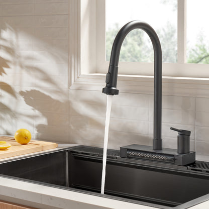 FORNO ACQUA 4 Function Waterfall  Pull-Down Kitchen Faucet - Forno Appliances