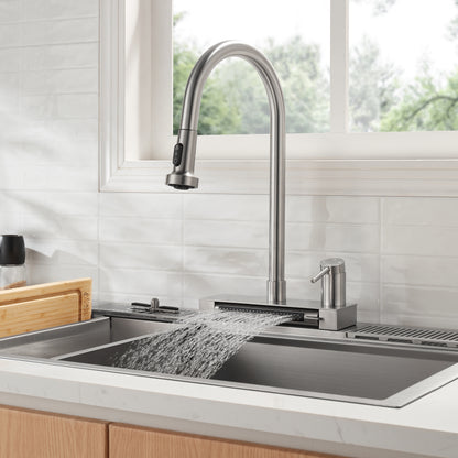 FORNO ACQUA 4 Function Waterfall  Pull-Down Kitchen Faucet - Forno Appliances