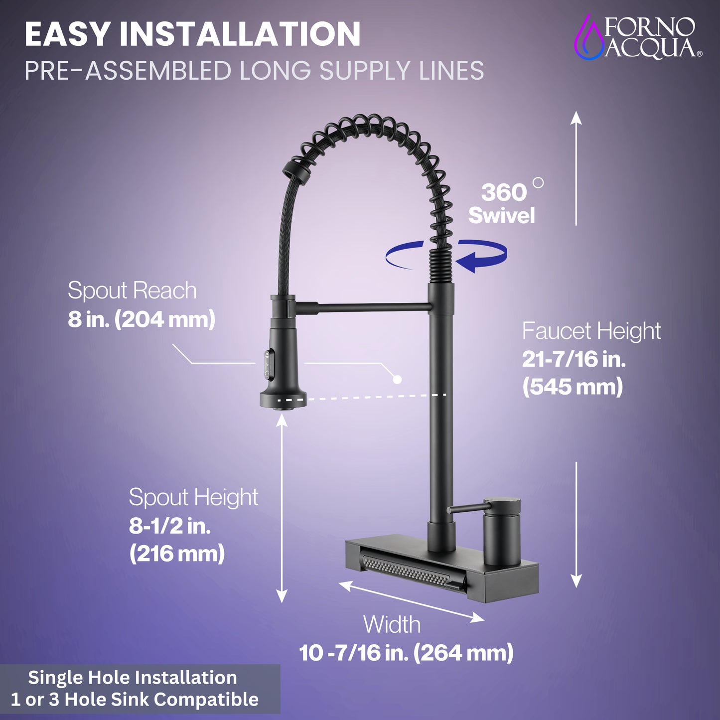 FORNO ACQUA 4 function pull-Down Waterfall Kitchen Faucet - Forno Appliances