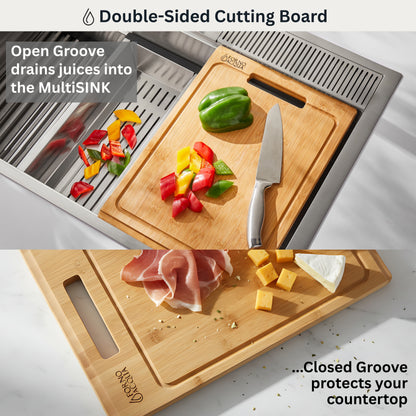 FORNO ACQUA 33 in. Drop-In/Undermount 3-Level Workstation with Retractable Faucet & Glass Rinser