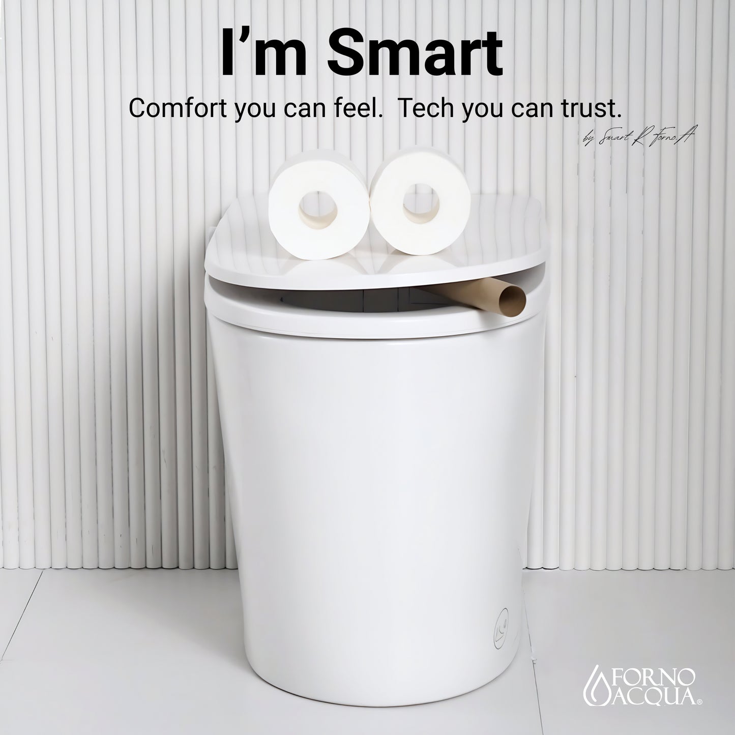 FORNO ACQUA Luxurious Smart Toilet. Includes Heated Seat, Auto Flush, Auto Lid, Powerful Flush, Ideal for Powder Rooms.