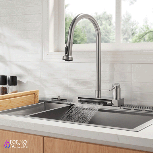 FORNO ACQUA 4 Function Waterfall  Pull-Down Kitchen Faucet - Forno Appliances